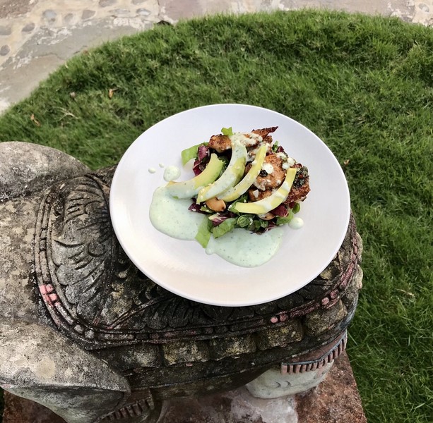 sun suko Chicken salad with mint yoghurt dressing